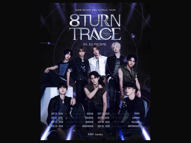 Official poster of 8TURN TRACE in Europe — 2026 8TURN 2nd World Tour — Keystone Lab