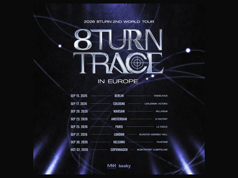 8TURN TRACE in Europe — tour dates and venues, 15 September to 2 October 2026 — Keystone Lab